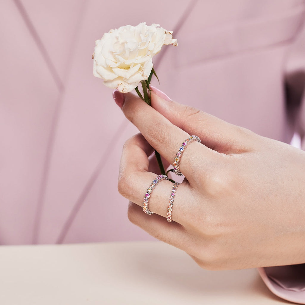 [LUXE] Bague de tennis ronde colorée et scintillante