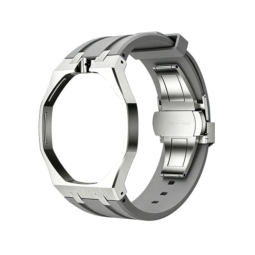 Oak Pop Gray Steel Silicone Strap