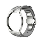 Oak Pop Gray Steel Silicone Strap