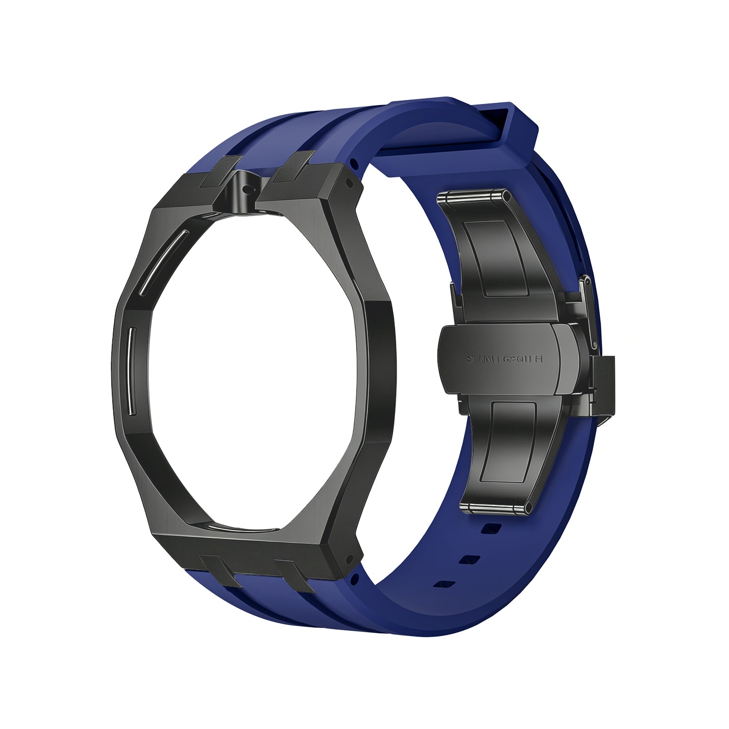 Oak Pop Black Steel  Silicone Strap