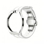 Oak Pop White Steel Silicone Strap
