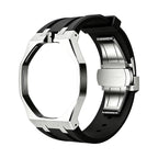 Oak Pop Black Steel Silicone Strap