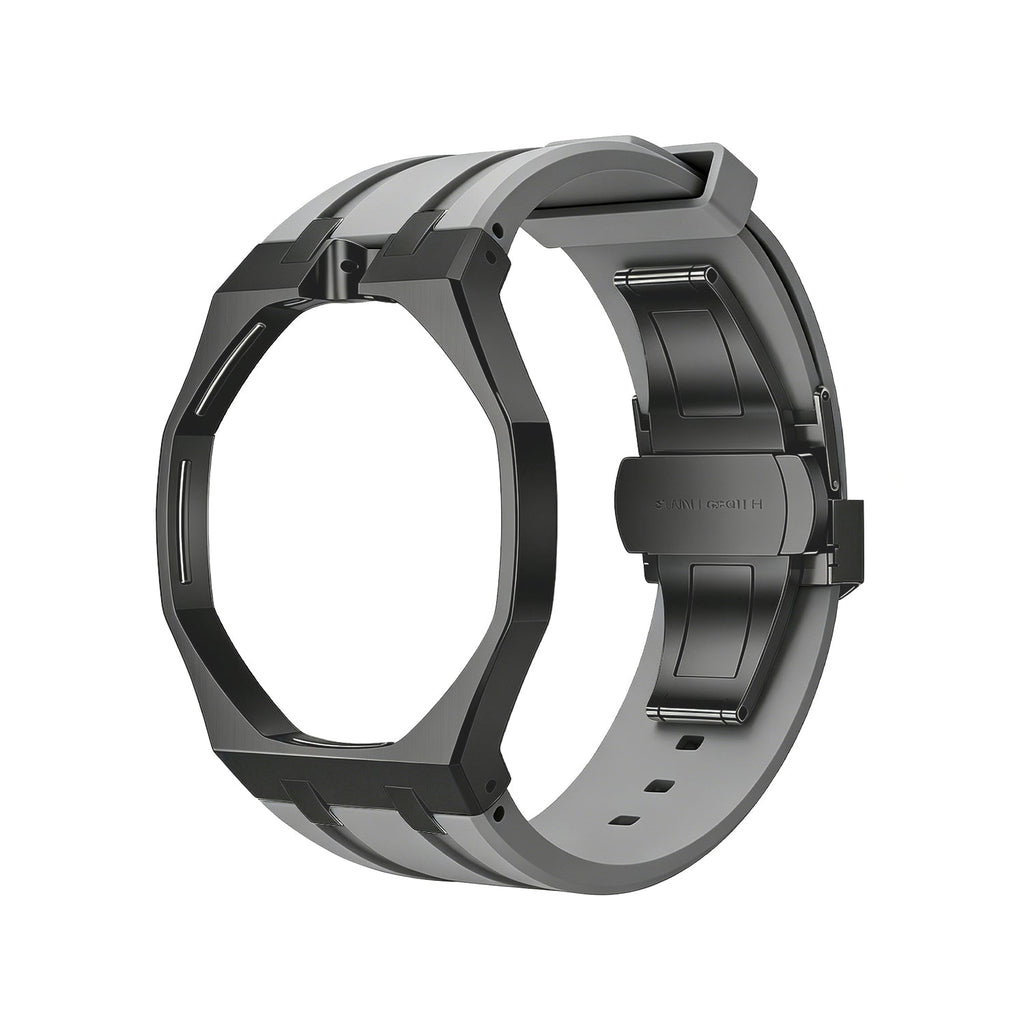 Oak Pop Black Steel  Silicone Strap