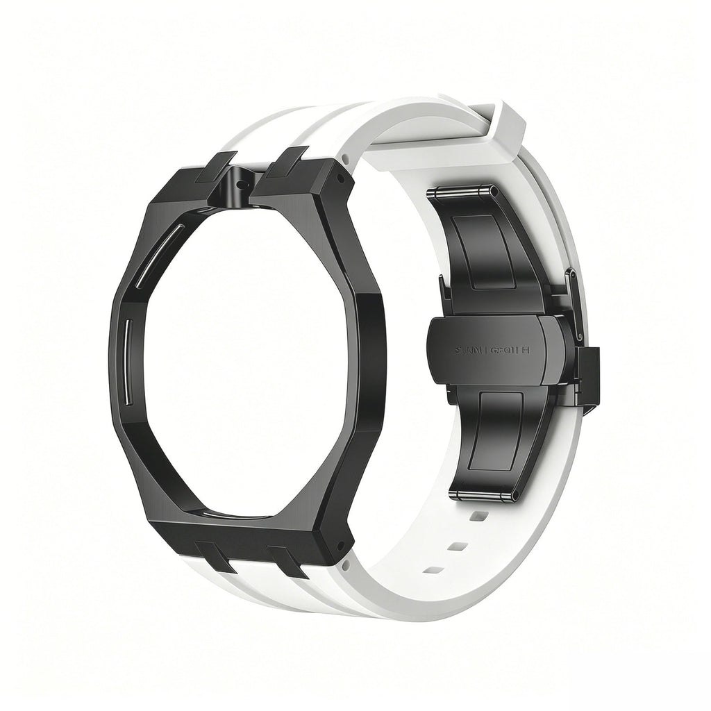 Oak Pop Black Steel  Silicone Strap
