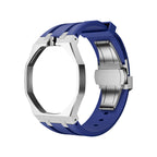 Oak Pop Dark Blue Steel Silicone Strap