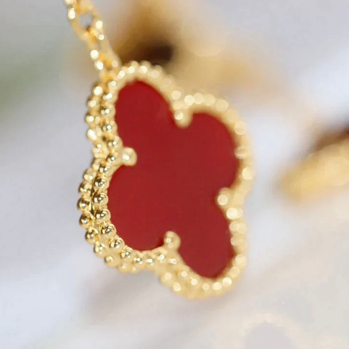 [LUXE JEWELRY]CLOVER  2 MOTIF  TIGER EYE CARNELIAN EARRINGS