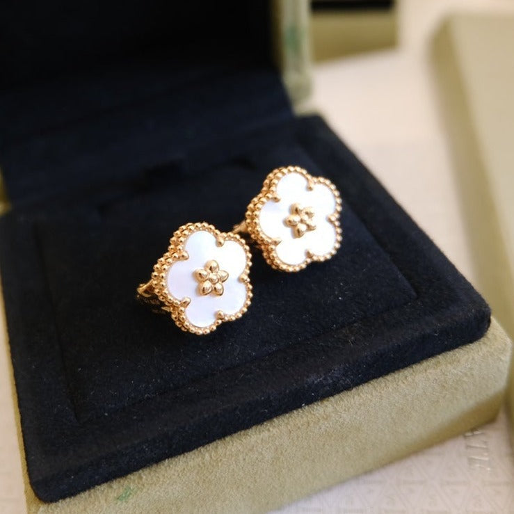 [LUXE JEWELRY]LUCKY PINK GOLD WHITE MOP EARRINGS
