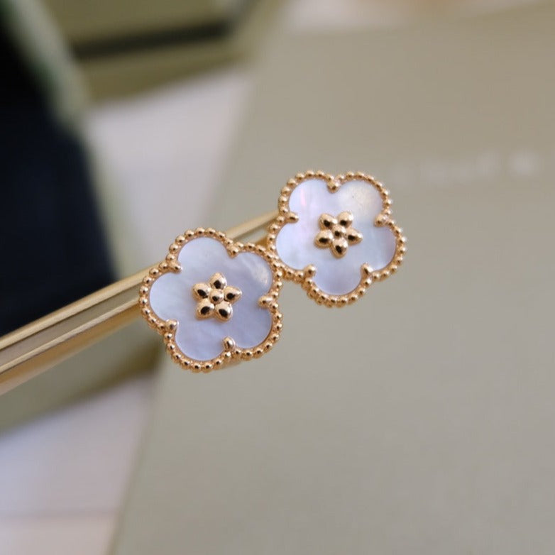 [LUXE JEWELRY]LUCKY PINK GOLD WHITE MOP EARRINGS
