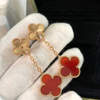 [LUXE JEWELRY]CLOVER 2 MOTIF  LASER CARNELIAN EARRINGS