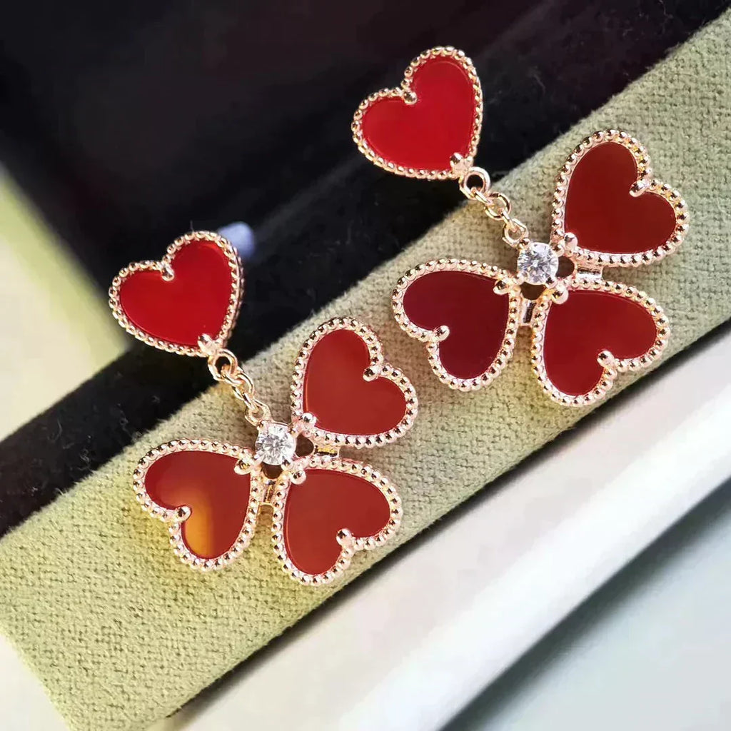 [LUXE JEWELRY]SWEET CLOVER CARNELIAN EARRINGS