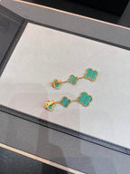 [LUXE JEWELRY]CLOVER MALACHITE 3 MOTIFS GOLD