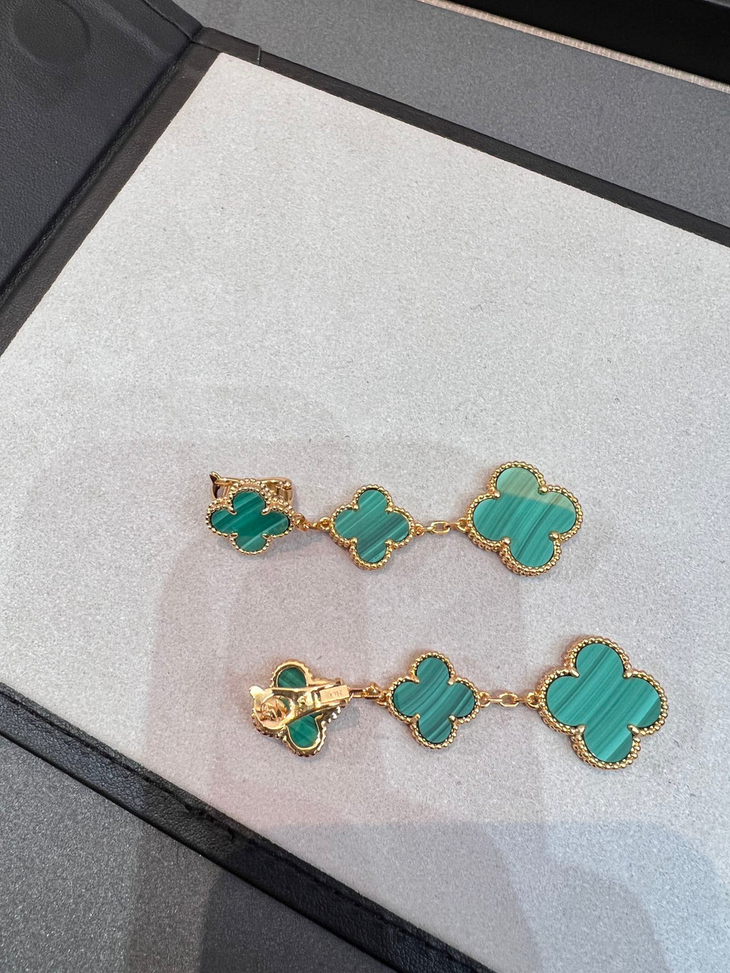 [LUXE JEWELRY]CLOVER MALACHITE 3 MOTIFS GOLD