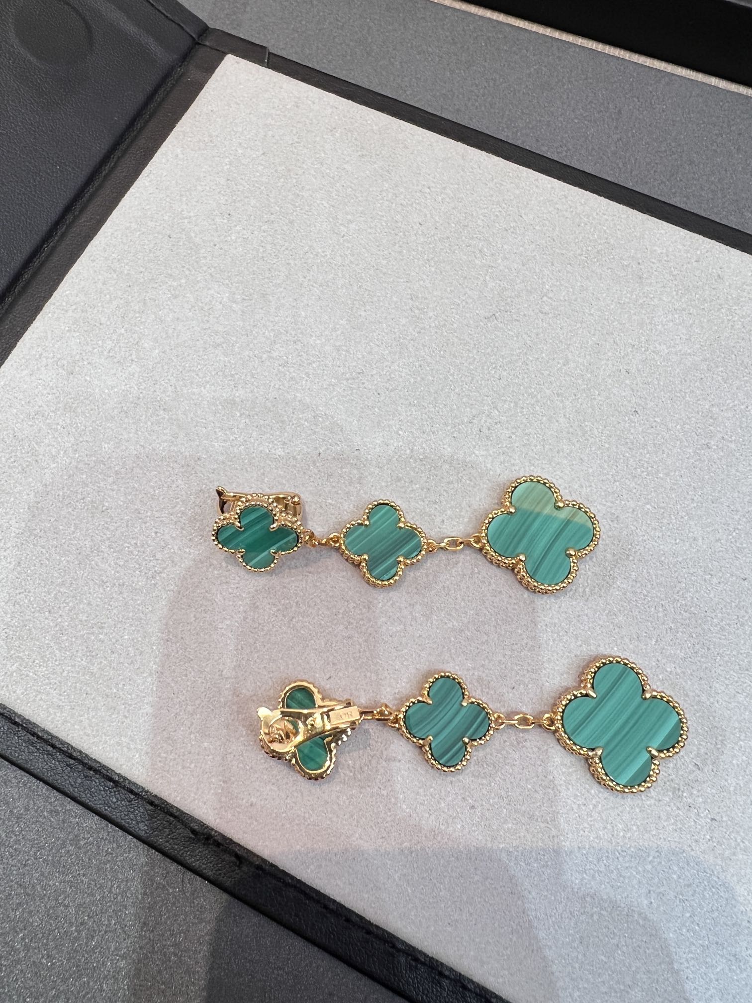 [LUXE JEWELRY]CLOVER MALACHITE 3 MOTIFS GOLD