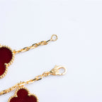 [LUXE JEWELRY]CLOVER BRACELET 5 MOTIFS CARNELIAN TIGER EYE
