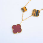 [LUXE JEWELRY]CLOVER BRACELET 5 MOTIFS CARNELIAN TIGER EYE