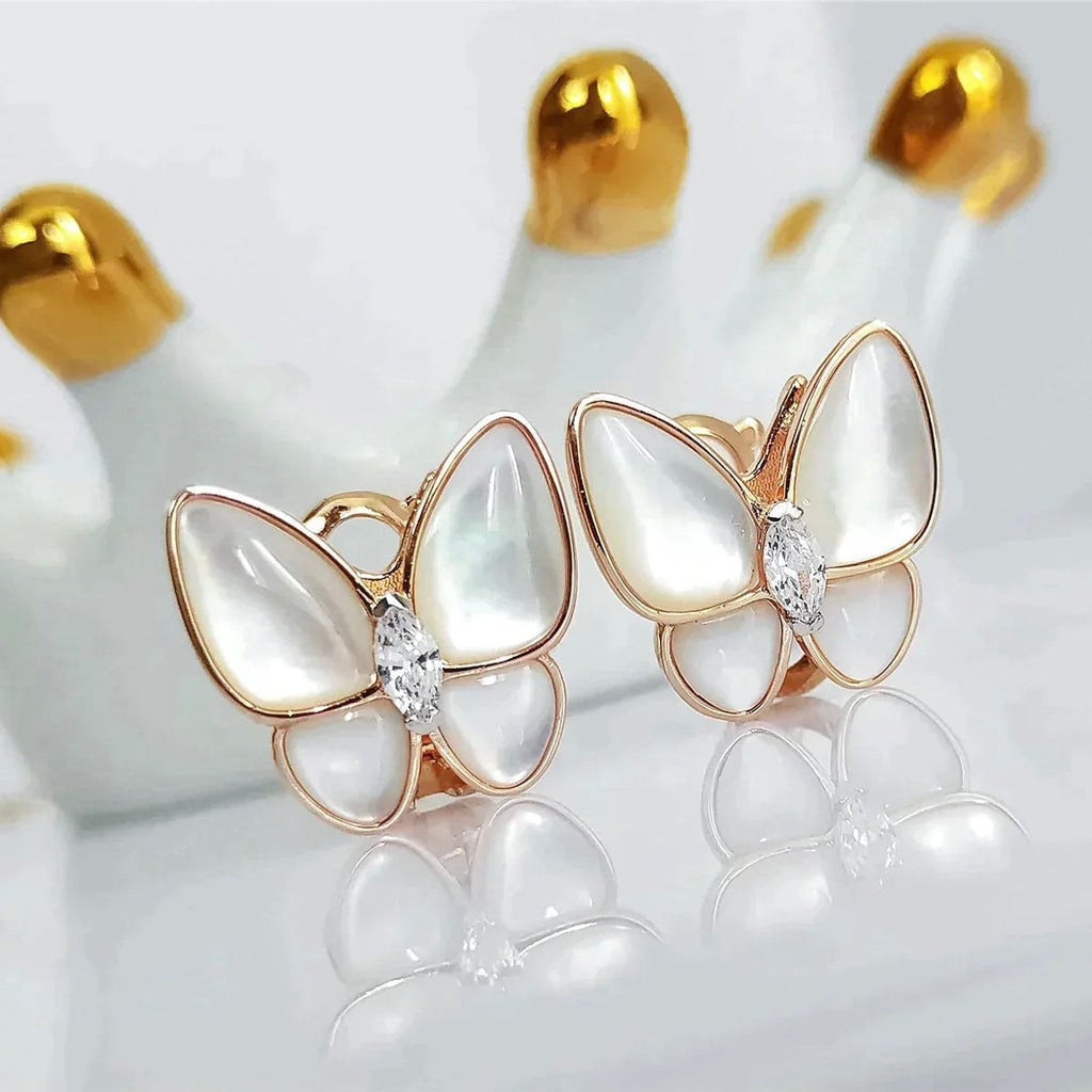 [LUXE JEWELRY]BUTTERFLY MOP DIAMOND EARRINGS