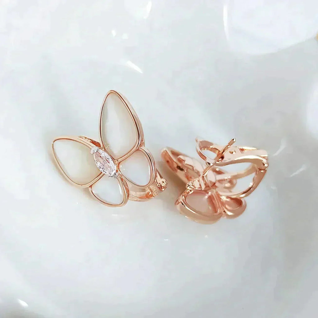 [LUXE JEWELRY]BUTTERFLY MOP DIAMOND EARRINGS
