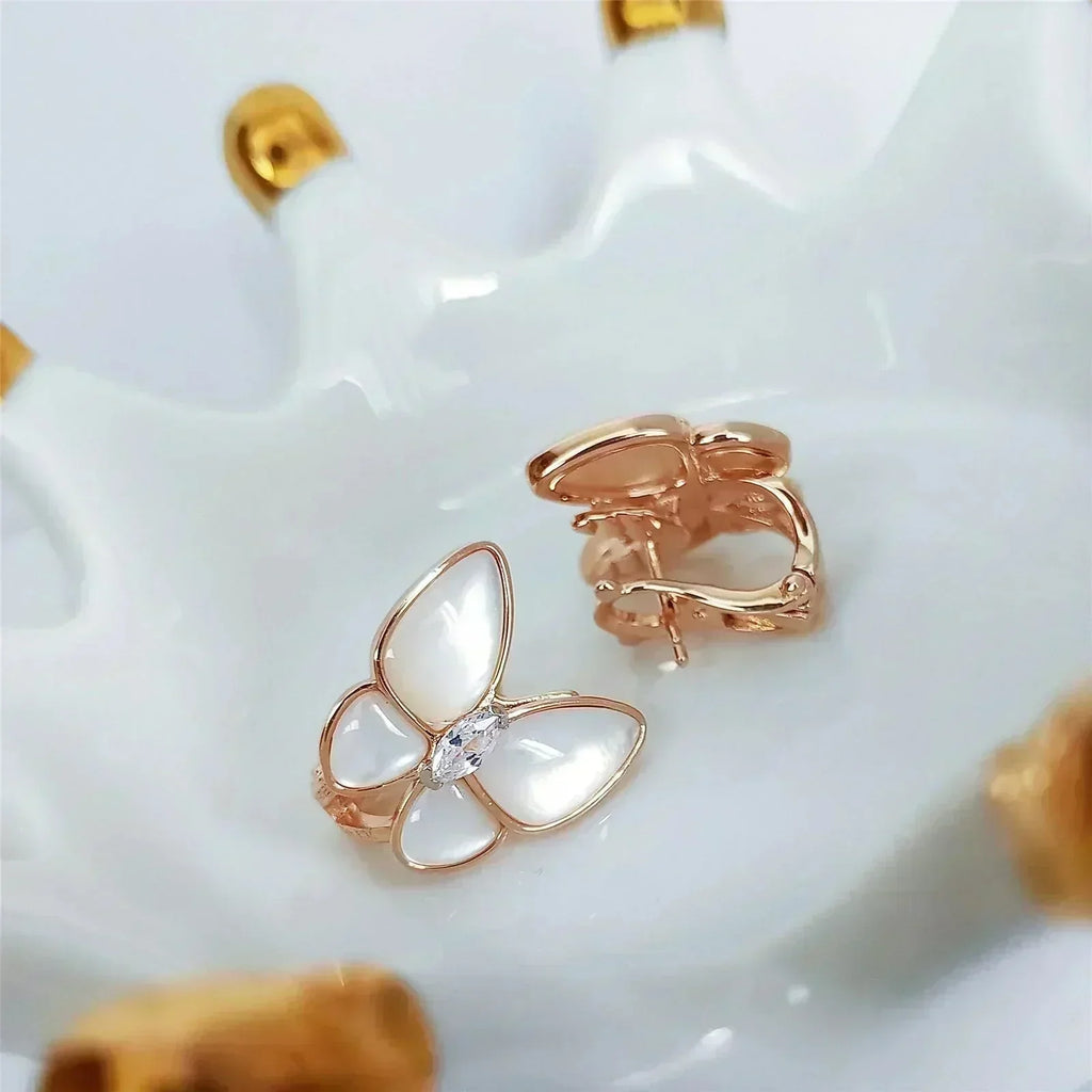 [LUXE JEWELRY]BUTTERFLY MOP DIAMOND EARRINGS