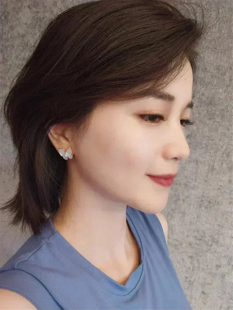 [LUXE JEWELRY]BUTTERFLY MOP DIAMOND EARRINGS