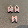 [LUXE JEWELRY]MINI POP H SILVER EARRINGS PINK