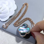 [LUXE JEWELRY]CLOVER 25MM GOLD DARK MOP BIG CLOVER NECKLACE