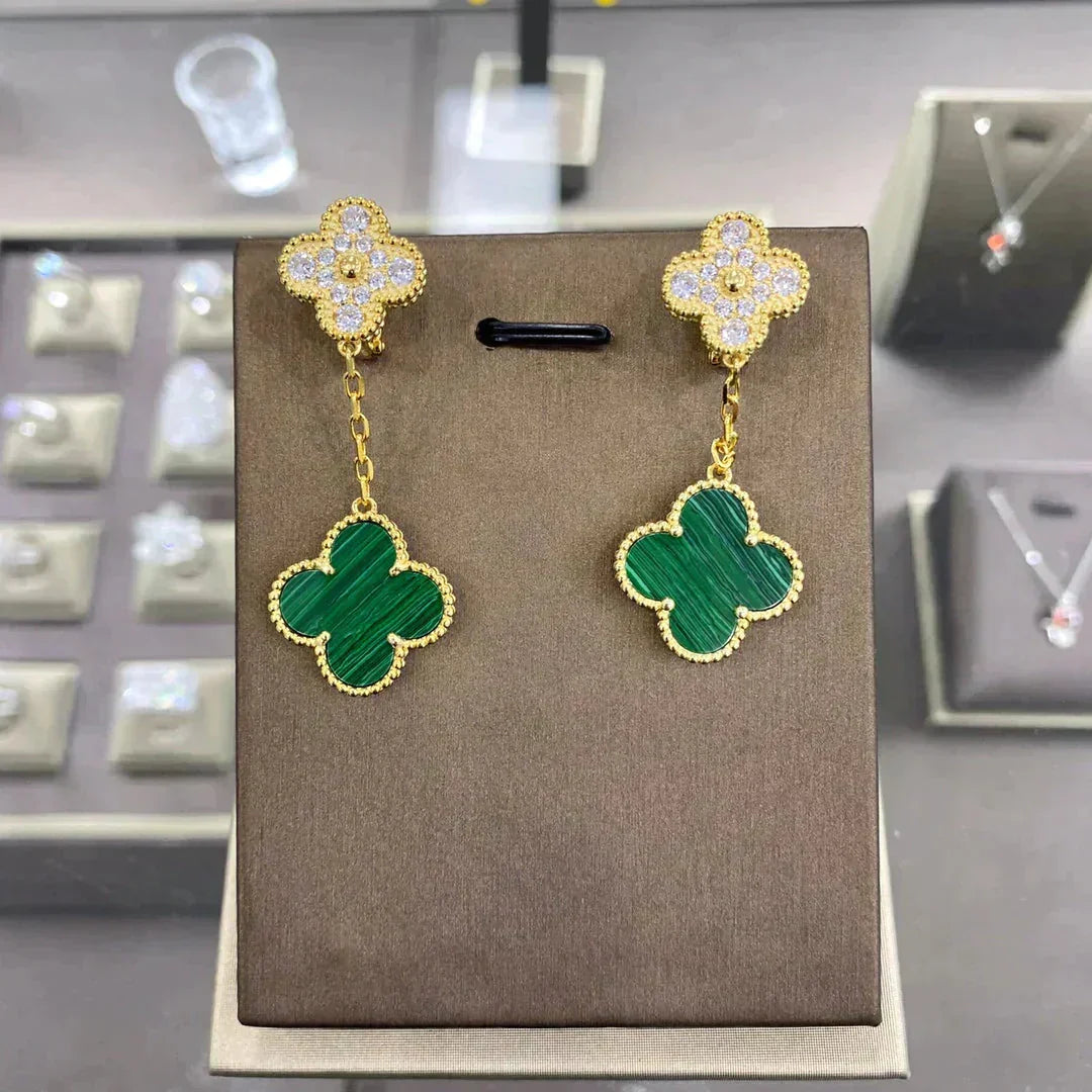 [LUXE JEWELRY]CLOVER  2 MOTIFS  DIAMOND  EARRINGS (MULTIPLE CHOICESç´