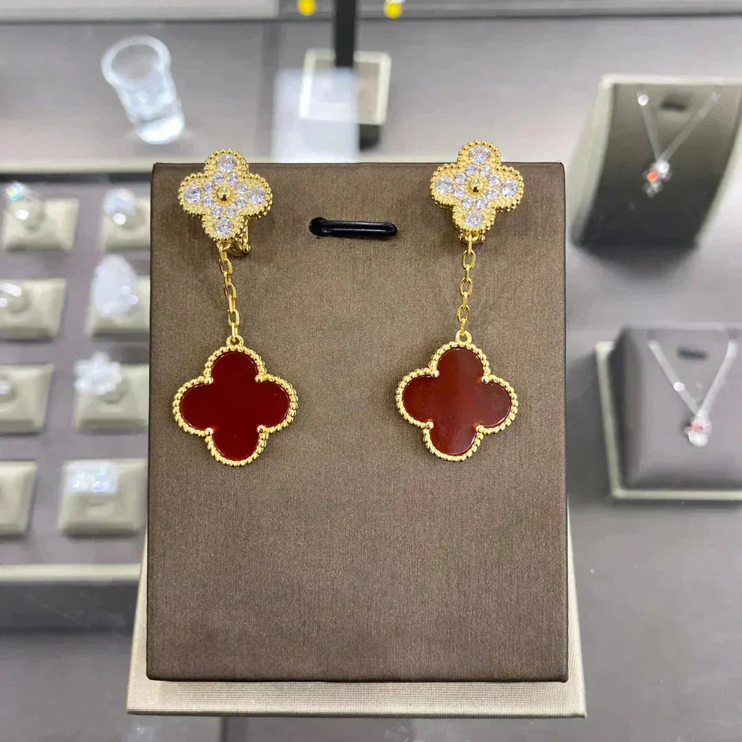 [LUXE JEWELRY]CLOVER  2 MOTIFS  DIAMOND  EARRINGS (MULTIPLE CHOICESç´