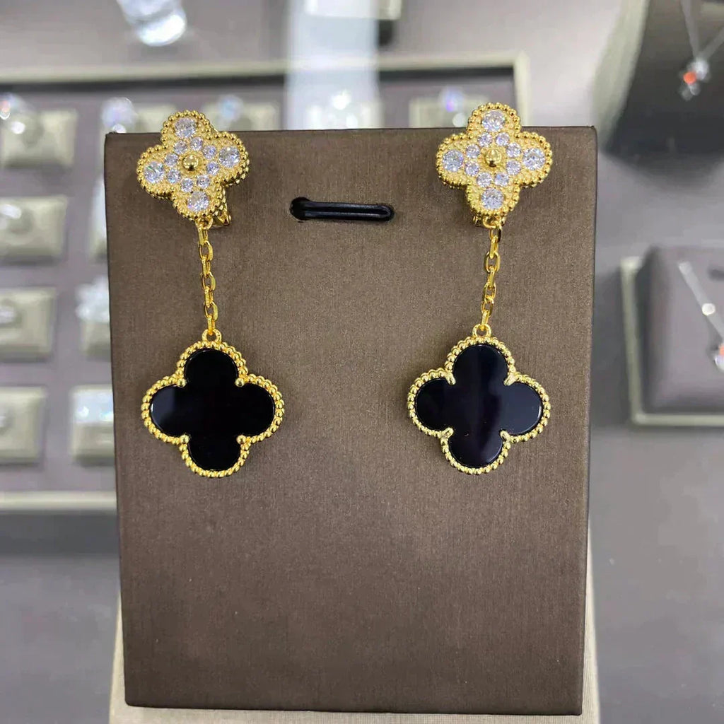 [LUXE JEWELRY]CLOVER  2 MOTIFS  DIAMOND  EARRINGS (MULTIPLE CHOICESç´