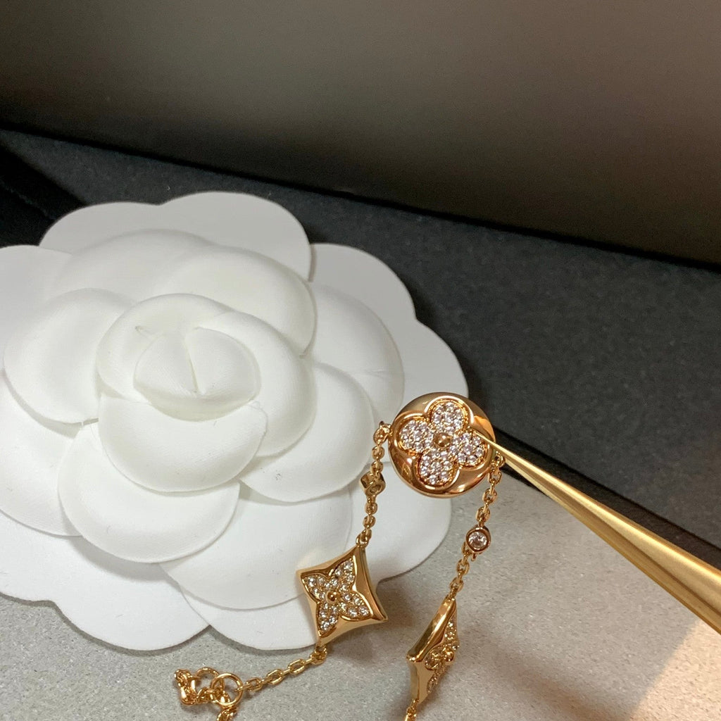 [LUXE JEWELRY]STAR AND SUN 4 MOTIFS GOLD DIAMONDS BRACELET