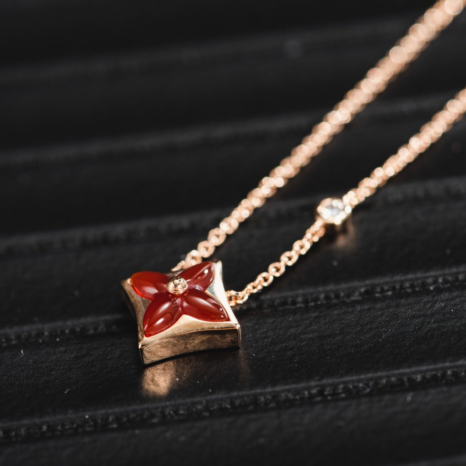 [LUXE JEWELRY]STAR NECKLACE PINK GOLD 1 DIAMOND