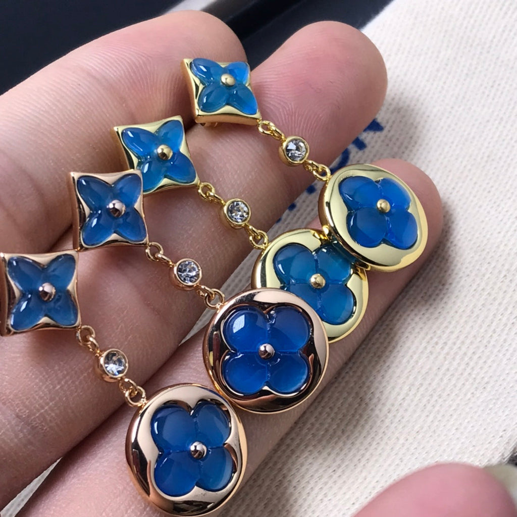 [LUXE JEWELRY]STAR AND SUN AGATE DIAMOND EARRINGS
