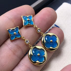 [LUXE JEWELRY]STAR AND SUN AGATE DIAMOND EARRINGS