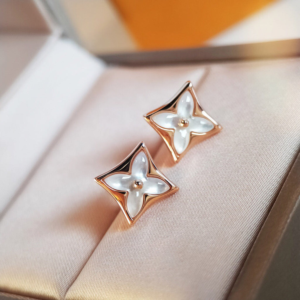 [LUXE JEWELRY]STAR MOP PINK GOLD EARRINGS