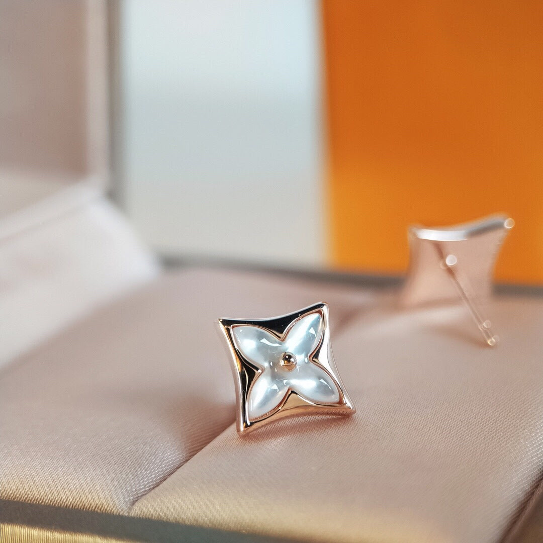 [LUXE JEWELRY]STAR MOP PINK GOLD EARRINGS