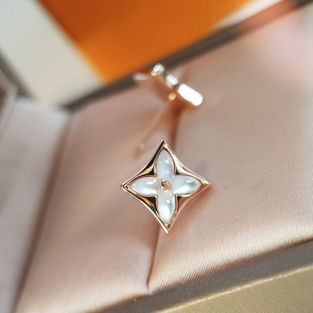 [LUXE JEWELRY]STAR MOP PINK GOLD EARRINGS