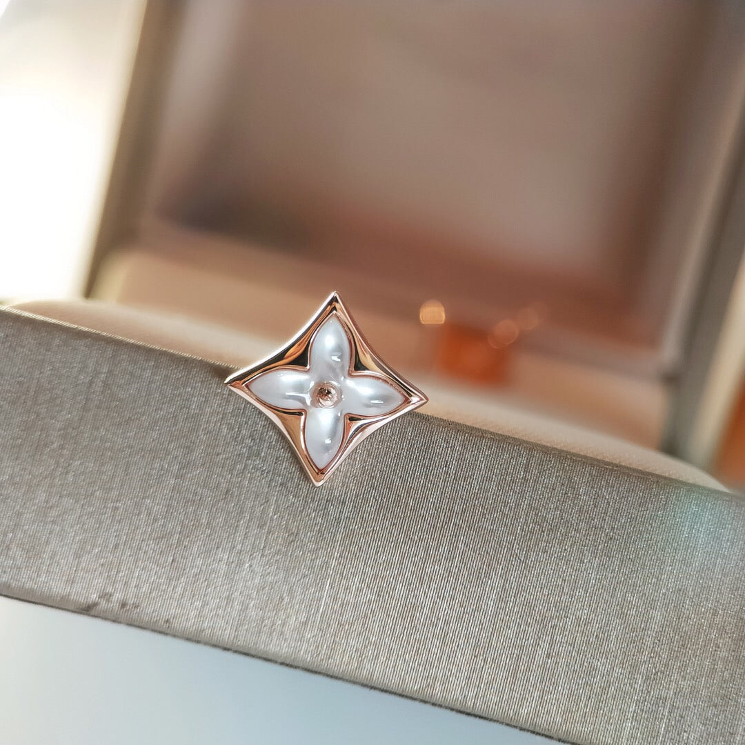 [LUXE JEWELRY]STAR MOP PINK GOLD EARRINGS