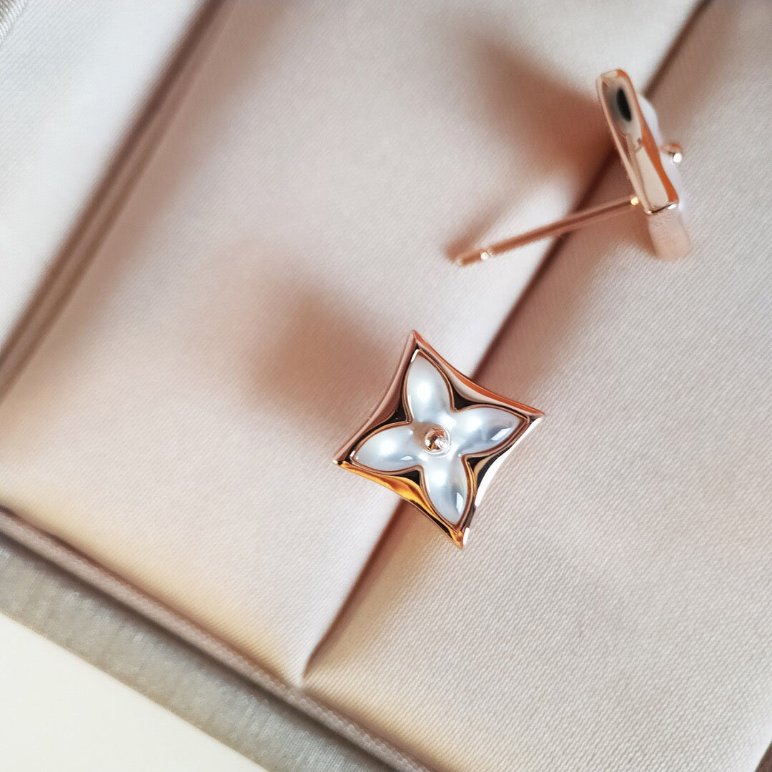 [LUXE JEWELRY]STAR MOP PINK GOLD EARRINGS