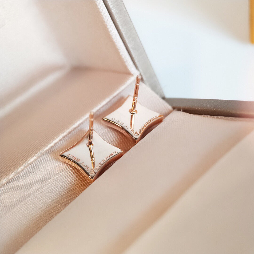 [LUXE JEWELRY]STAR MOP PINK GOLD EARRINGS