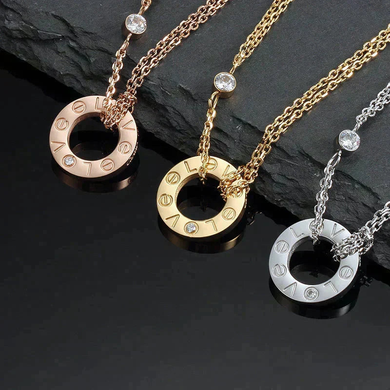[LUXE JEWELRY] LOVE NECKLACE 16MM 2 DIAMONDS