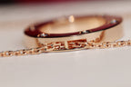 [Luxe]LOVE NECKLACE 16MM 6 DIAMONDS PINK GOLD