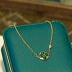 [LUXE JEWELRY]SUN MALACHITE 1 DIAMOND PINK GOLD BRACELET