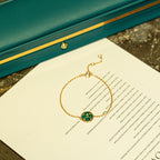 [LUXE JEWELRY]SUN MALACHITE 1 DIAMOND PINK GOLD BRACELET
