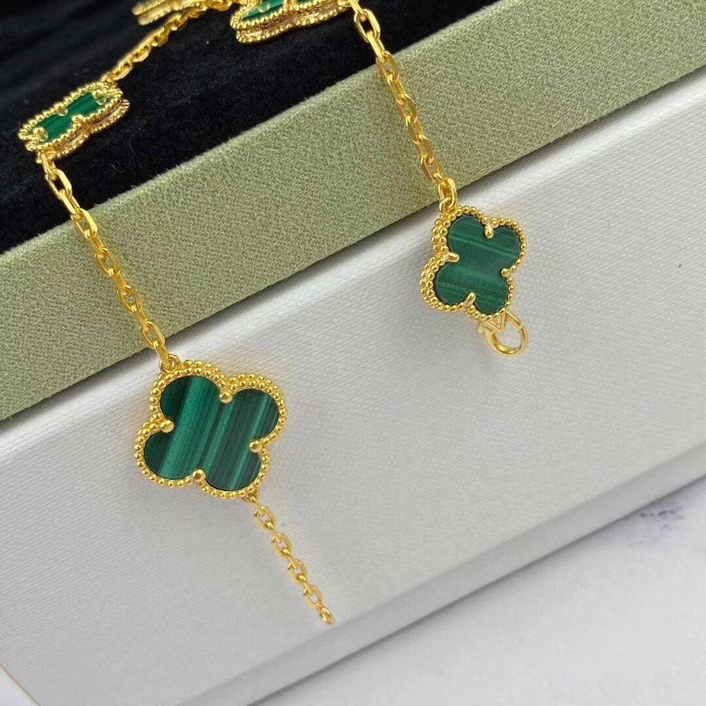 [LUXE JEWELRY]MAGIC CLOVER MALACHITE GOLD BRACELET 5 MOTIFS