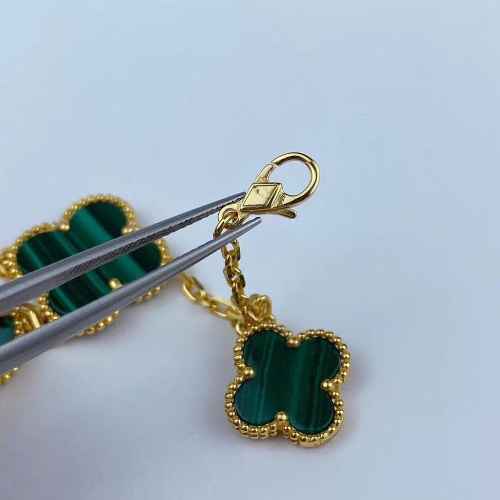 [LUXE JEWELRY]MAGIC CLOVER MALACHITE GOLD BRACELET 5 MOTIFS