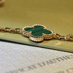 [LUXE JEWELRY] CLOVER 5 MOTIF MALACHITE BRACELET COLLECTION