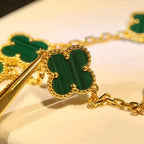 [LUXE JEWELRY] CLOVER 5 MOTIF MALACHITE BRACELET COLLECTION