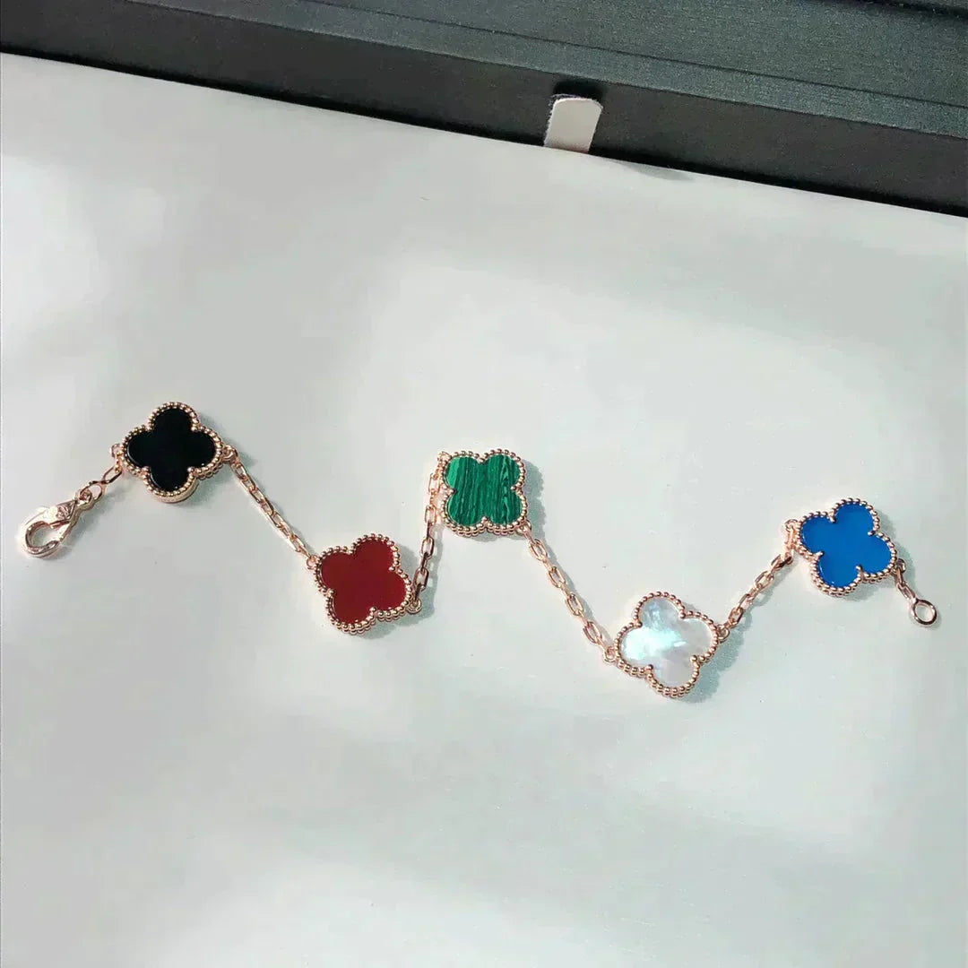 [LUXE JEWELRY]CLOVER 5 MOTIFS MULTICOLOR BRACELET