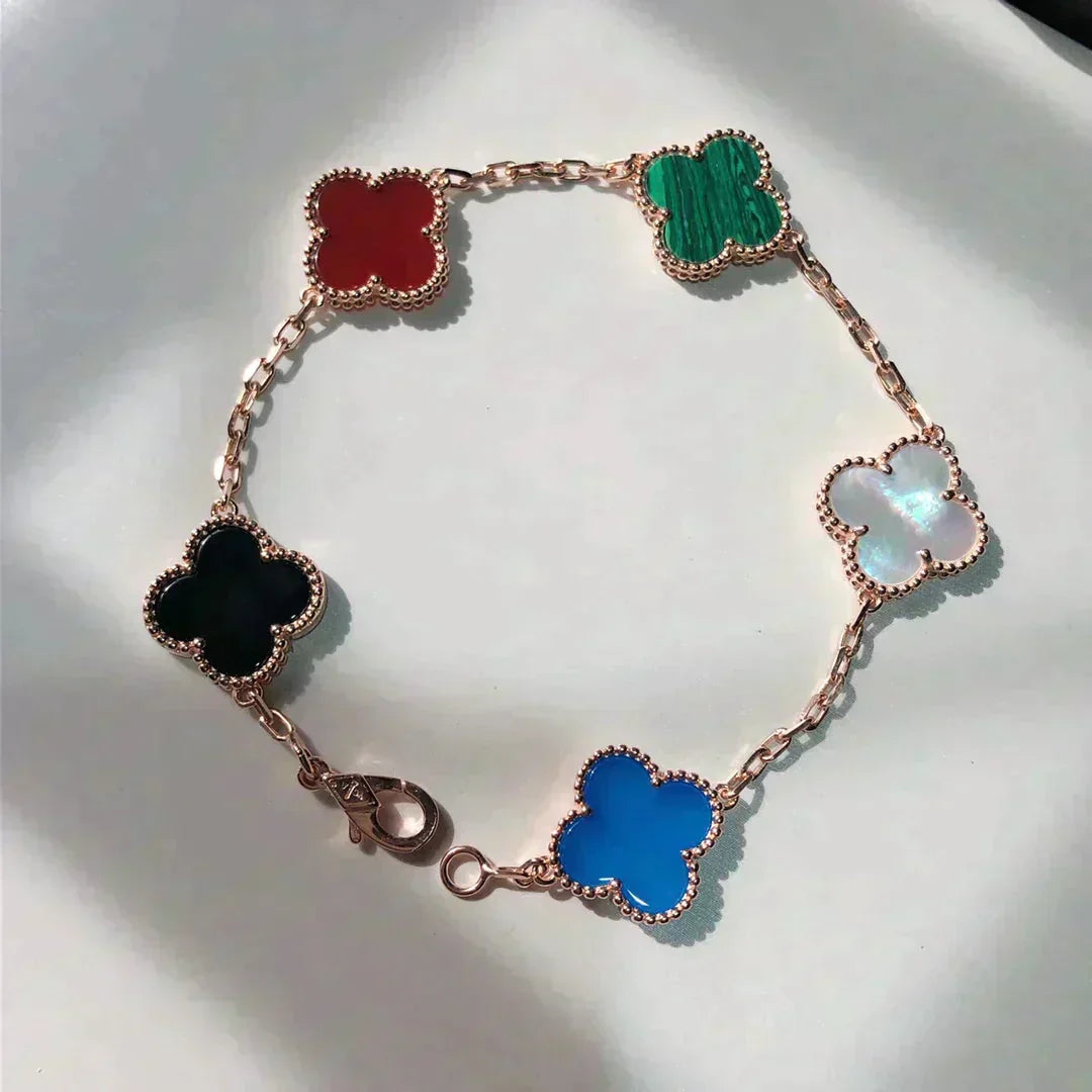 [LUXE JEWELRY]CLOVER 5 MOTIFS MULTICOLOR BRACELET