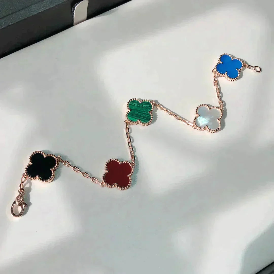 [LUXE JEWELRY]CLOVER 5 MOTIFS MULTICOLOR BRACELET
