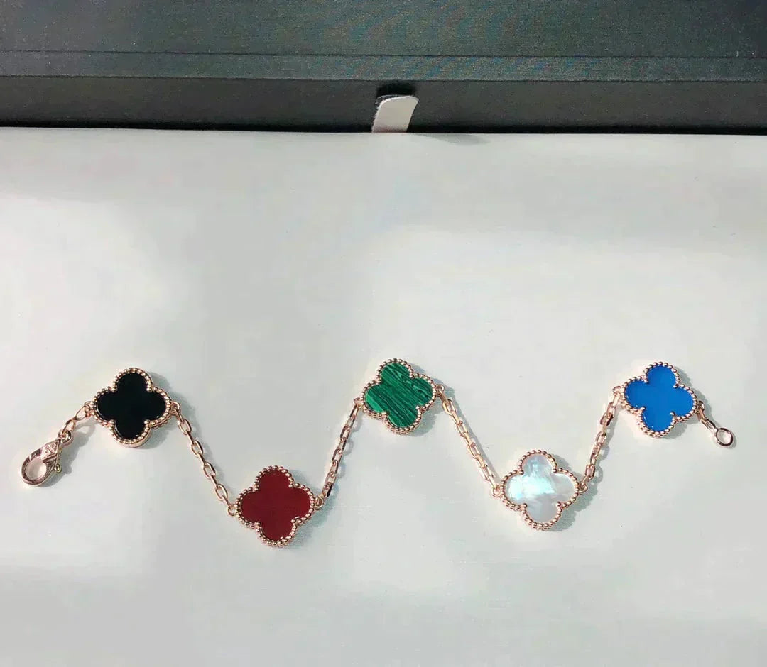 [LUXE JEWELRY]CLOVER 5 MOTIFS MULTICOLOR BRACELET